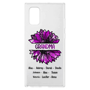 PERSONALIZED GRANDMA KID NAME SUNFLOWER SILICON PHONECASE QTTN2105