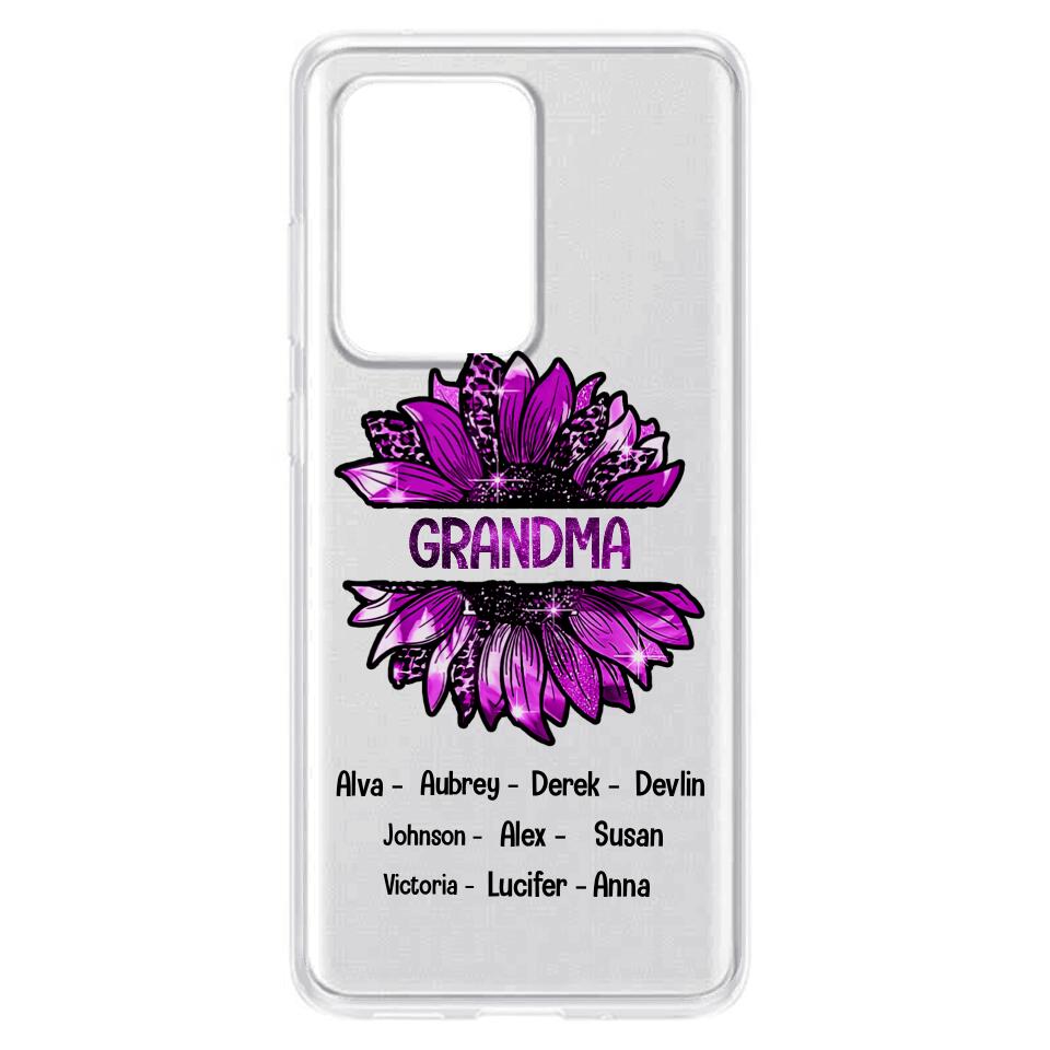 PERSONALIZED GRANDMA KID NAME SUNFLOWER SILICON PHONECASE QTTN2105