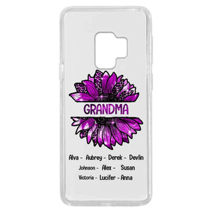 PERSONALIZED GRANDMA KID NAME SUNFLOWER SILICON PHONECASE QTTN2105