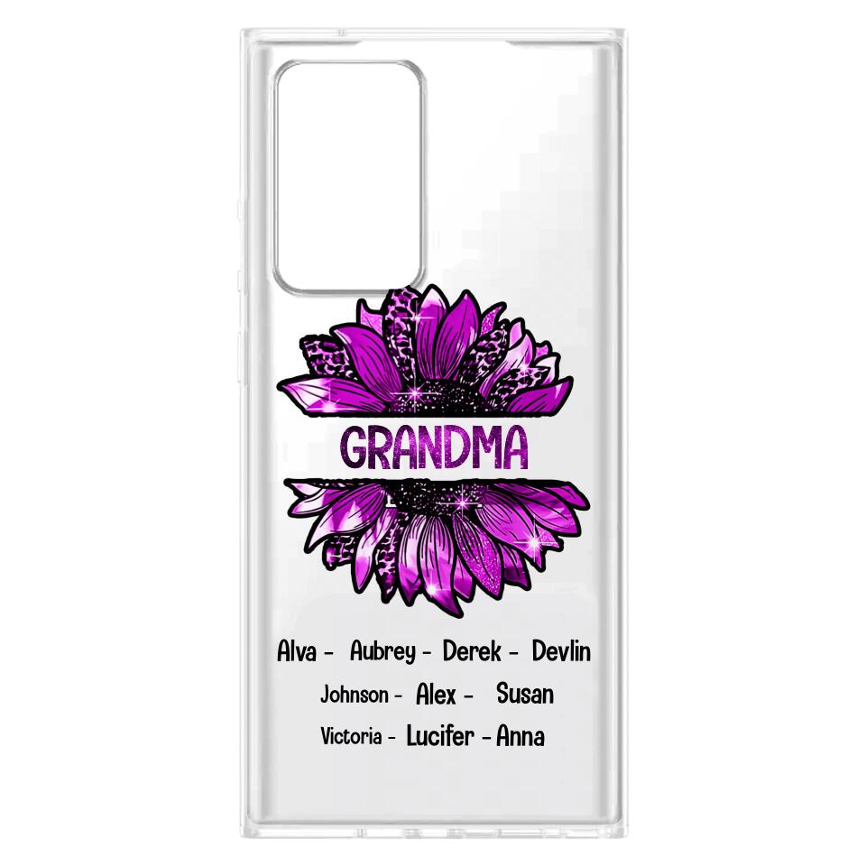 PERSONALIZED GRANDMA KID NAME SUNFLOWER SILICON PHONECASE QTTN2105