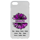 PERSONALIZED GRANDMA KID NAME SUNFLOWER SILICON PHONECASE QTTN2105