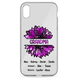 PERSONALIZED GRANDMA KID NAME SUNFLOWER SILICON PHONECASE QTTN2105