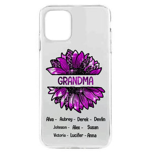 PERSONALIZED GRANDMA KID NAME SUNFLOWER SILICON PHONECASE QTTN2105