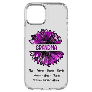 PERSONALIZED GRANDMA KID NAME SUNFLOWER SILICON PHONECASE QTTN2105