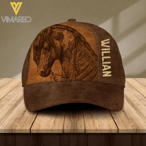 Personalized Horses Lovers Leather Printed Cap 2105DT