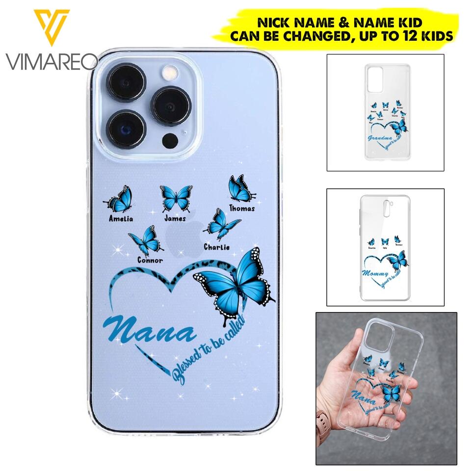 Personalized Grandma Kid Transparent Silicone Phonecase Printed 22MAY-HC21