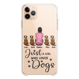 Personalized Just A Girl Who Loves Dogs Transparent Silicone Phonecase Printed 22MAY-HC23