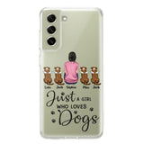 Personalized Just A Girl Who Loves Dogs Transparent Silicone Phonecase Printed 22MAY-HC23