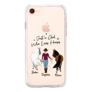 Personalized Just A Girl Who Loves Horses Transparent Silicone Phonecase Printed 22MAY-HC26