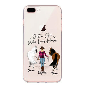 Personalized Just A Girl Who Loves Horses Transparent Silicone Phonecase Printed 22MAY-HC26