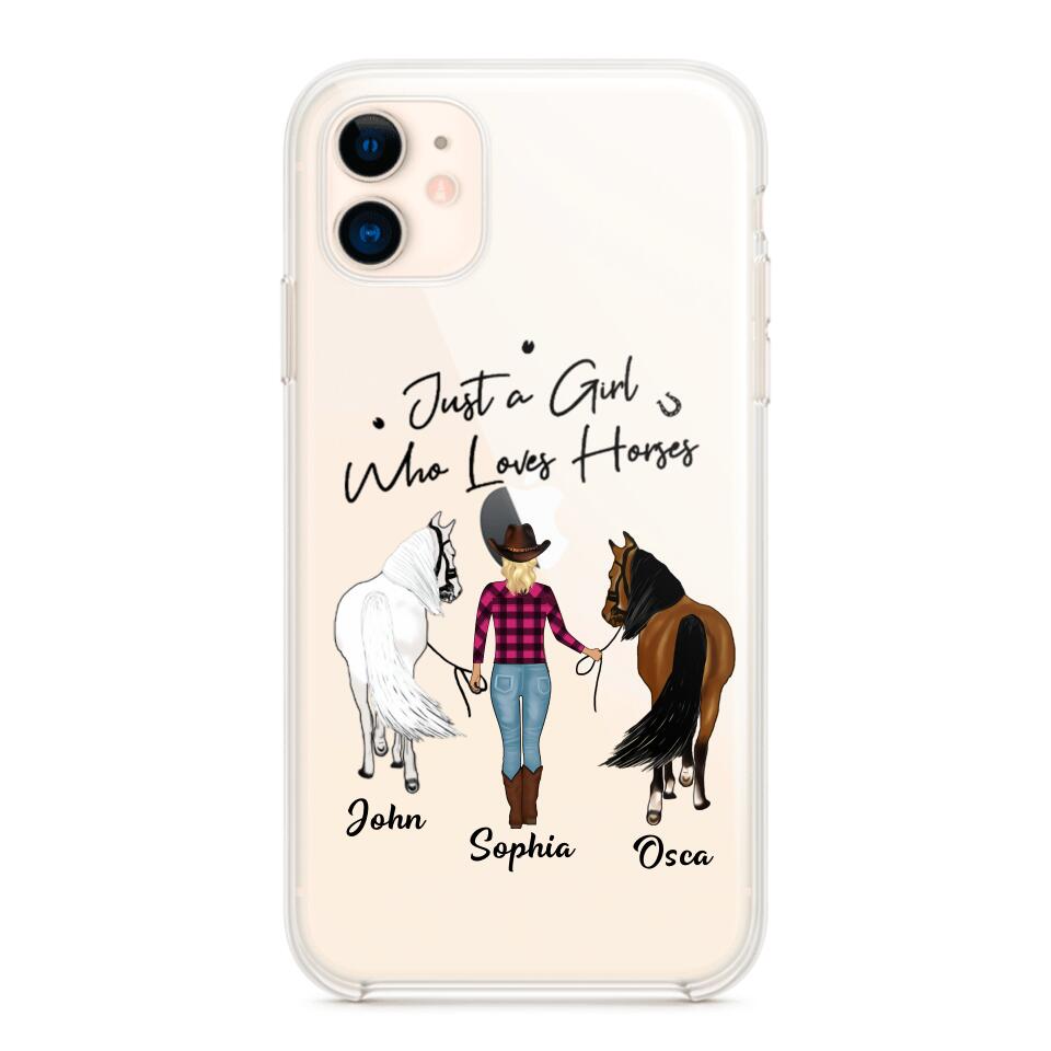 Personalized Just A Girl Who Loves Horses Transparent Silicone Phonecase Printed 22MAY-HC26