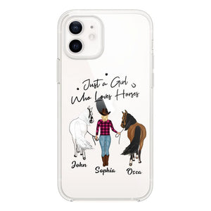 Personalized Just A Girl Who Loves Horses Transparent Silicone Phonecase Printed 22MAY-HC26