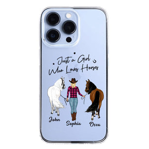 Personalized Just A Girl Who Loves Horses Transparent Silicone Phonecase Printed 22MAY-HC26