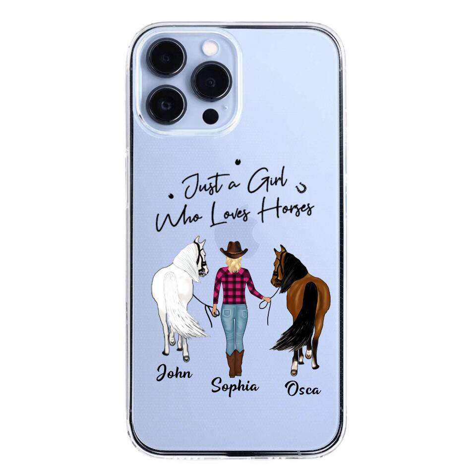 Personalized Just A Girl Who Loves Horses Transparent Silicone Phonecase Printed 22MAY-HC26