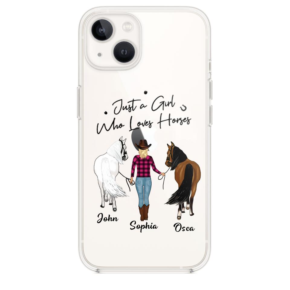 Personalized Just A Girl Who Loves Horses Transparent Silicone Phonecase Printed 22MAY-HC26