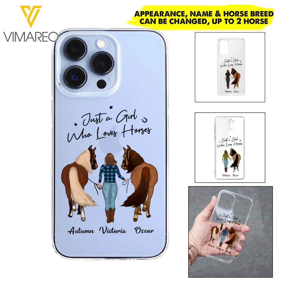 Personalized Just A Girl Who Loves Horses Transparent Silicone Phonecase Printed 22MAY-HC26