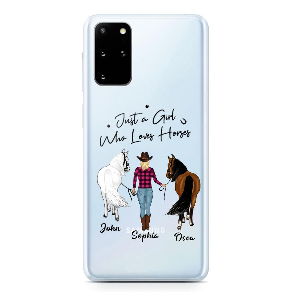 Personalized Just A Girl Who Loves Horses Transparent Silicone Phonecase Printed 22MAY-HC26