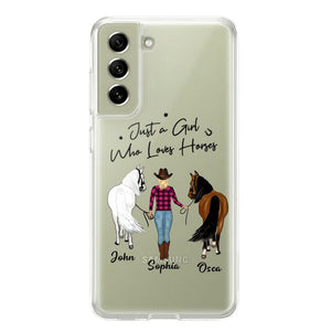 Personalized Just A Girl Who Loves Horses Transparent Silicone Phonecase Printed 22MAY-HC26