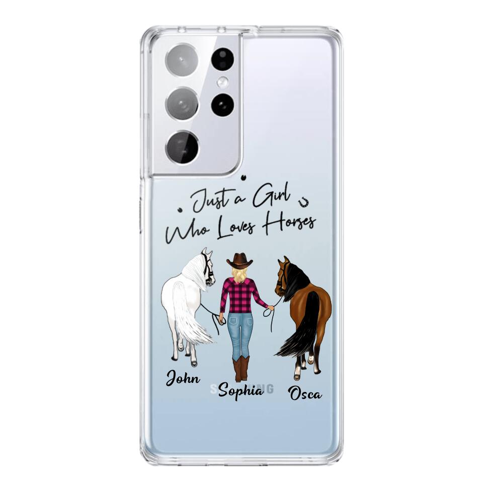 Personalized Just A Girl Who Loves Horses Transparent Silicone Phonecase Printed 22MAY-HC26