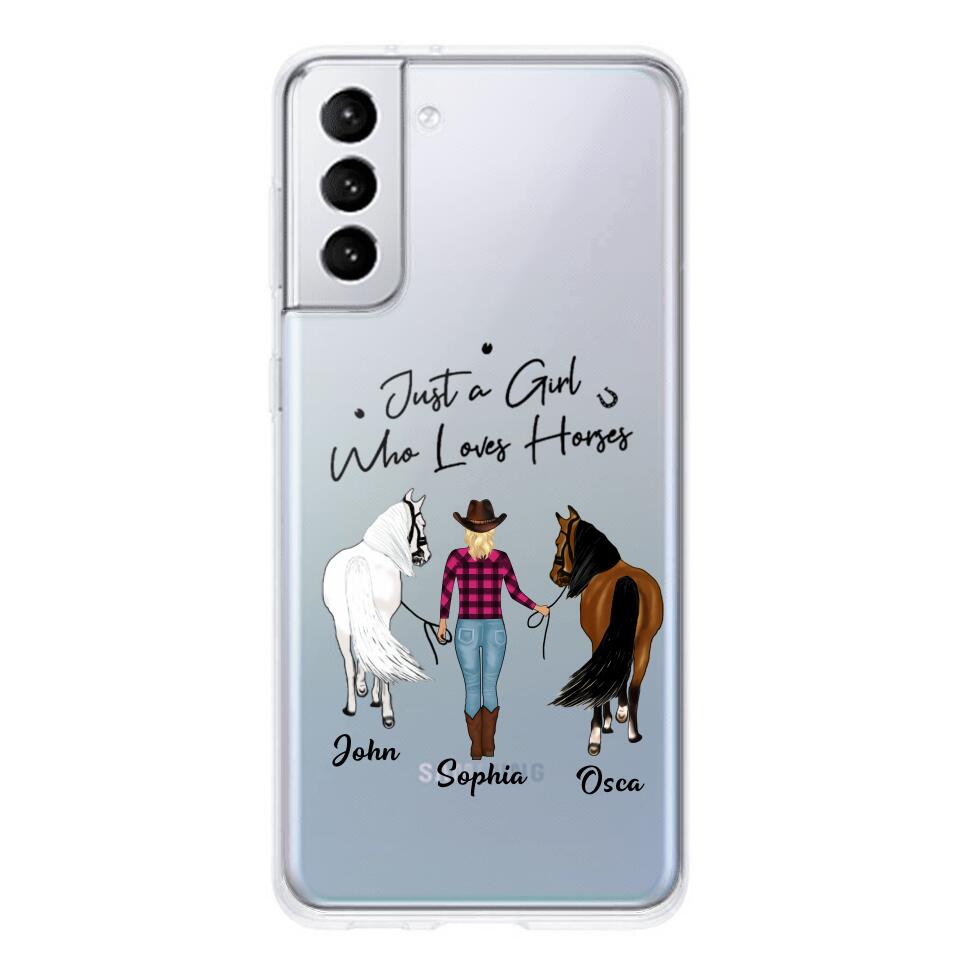 Personalized Just A Girl Who Loves Horses Transparent Silicone Phonecase Printed 22MAY-HC26