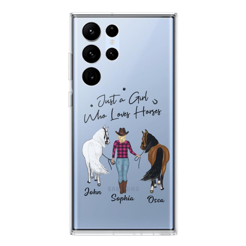 Personalized Just A Girl Who Loves Horses Transparent Silicone Phonecase Printed 22MAY-HC26