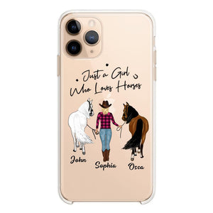 Personalized Just A Girl Who Loves Horses Transparent Silicone Phonecase Printed 22MAY-HC26