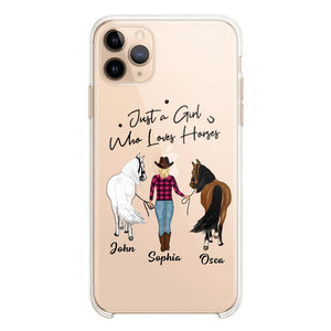 Personalized Just A Girl Who Loves Horses Transparent Silicone Phonecase Printed 22MAY-HC26