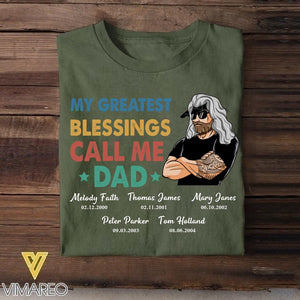 Personalized My Greatest Blessings Call Me Dad Kid Name Tshirt Printed QTHC2705