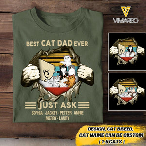 Personalized Best Cat Dad Ever Tshirt Printed 22MAY-HQ27