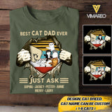 Personalized Best Cat Dad Ever Tshirt Printed 22MAY-HQ27