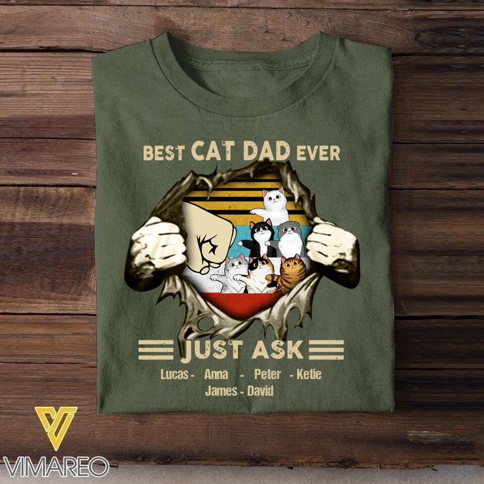 Personalized Best Cat Dad Ever Tshirt Printed 22MAY-HQ27