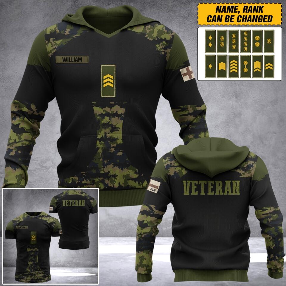 Personalized Finnish Veteran Camo Tshirt or Hoodie 3D Printed QTDT0206