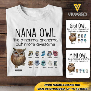 Personalized Nana Owl Tshirt Printed NQHC3105