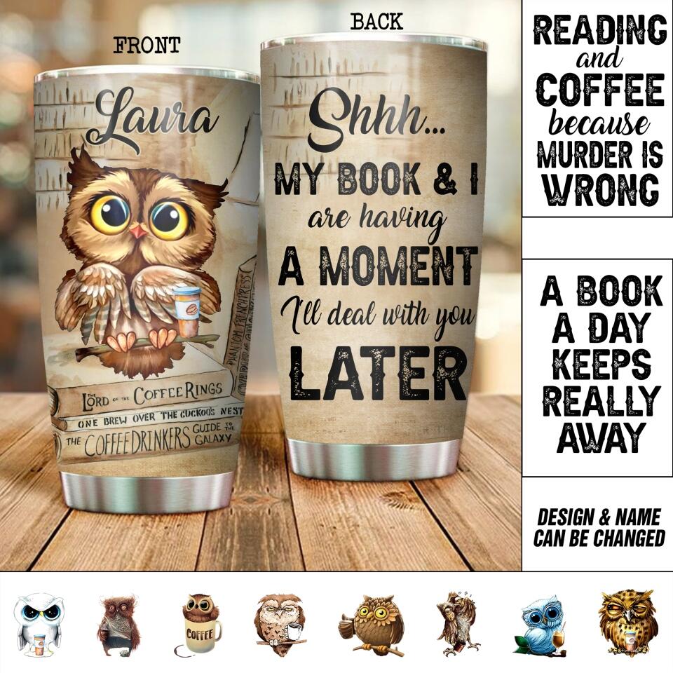 Personalized Owl Book or Reading Lovers With Coffee Tumbler NQDT0306