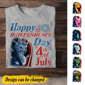 Personalized Dragon Happy Independence Day Us Flag Tshirt Printed NQDT0806