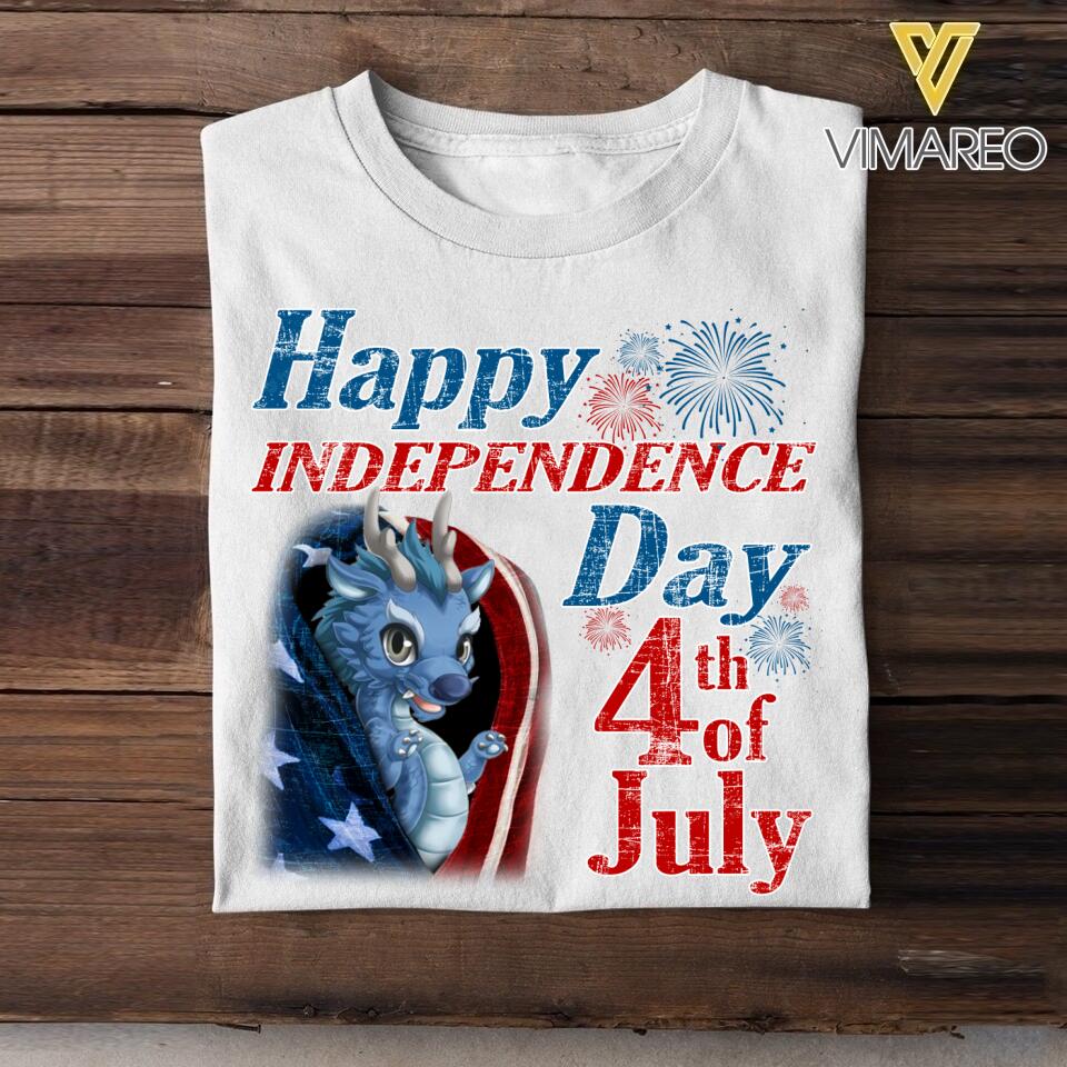 Personalized Dragon Happy Independence Day Us Flag Tshirt Printed NQDT0806