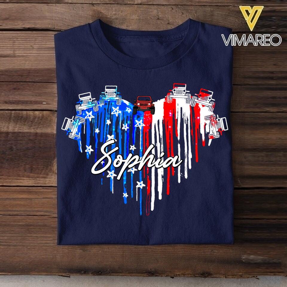 Personalized Jeep Lover Flag Independence Day Tshirt Printed 22JUL-HQ09