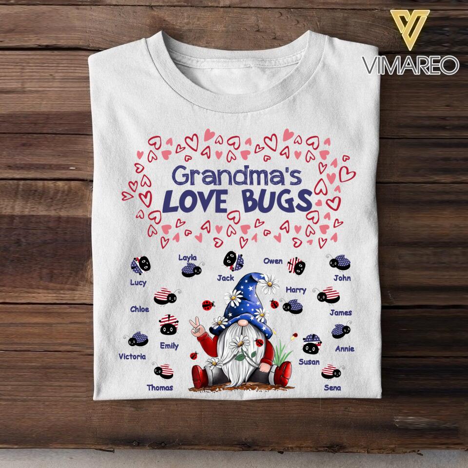 Personalized Grandma's Love Bugs Kid Name Tshirt Printed QTHY1006