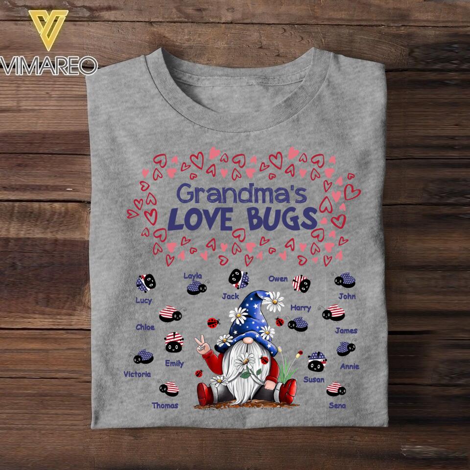 Personalized Grandma's Love Bugs Kid Name Tshirt Printed QTHY1006