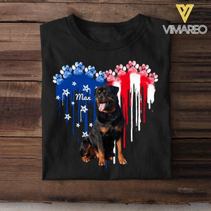 Personalized Rottweiler Dog Flag Independence Day Tshirt Printed 22JUL-HY10