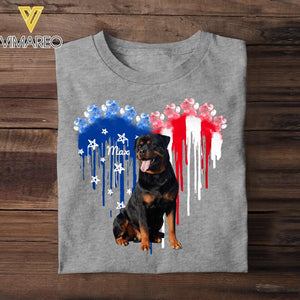 Personalized Rottweiler Dog Flag Independence Day Tshirt Printed 22JUL-HY10