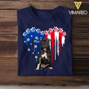 Personalized Pitbull Dog Flag Independence Day Tshirt Printed 22JUL-HY10