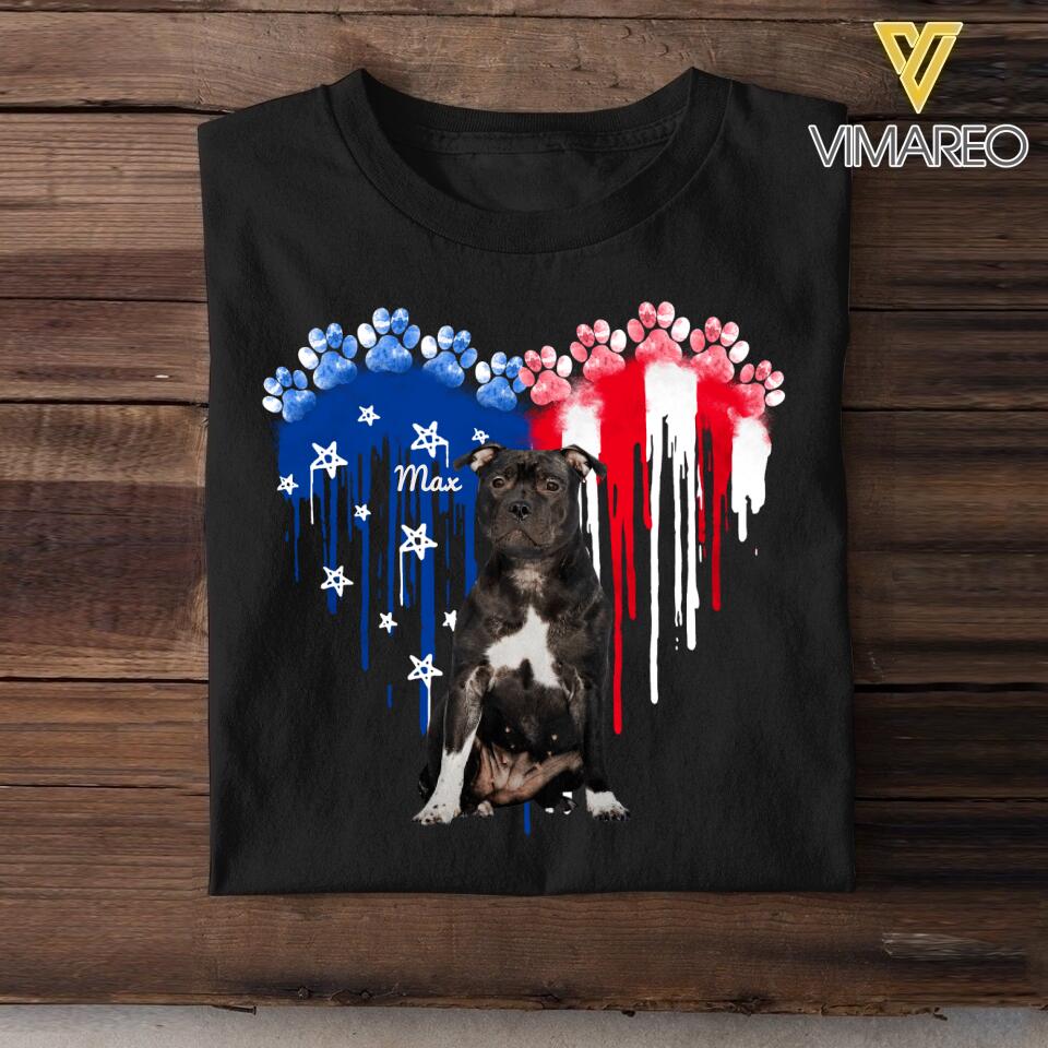 Personalized Pitbull Dog Flag Independence Day Tshirt Printed 22JUL-HY10