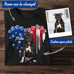 Personalized Pitbull Dog Flag Independence Day Tshirt Printed 22JUL-HY10