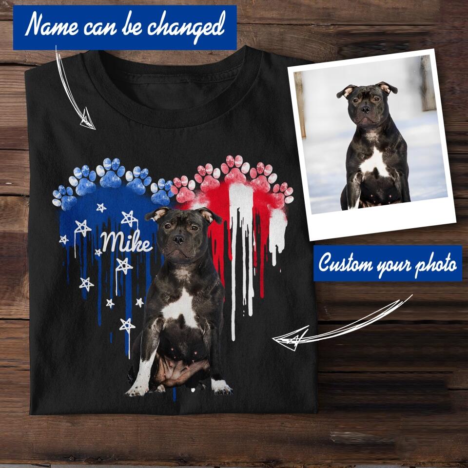 Personalized Pitbull Dog Flag Independence Day Tshirt Printed 22JUL-HY10