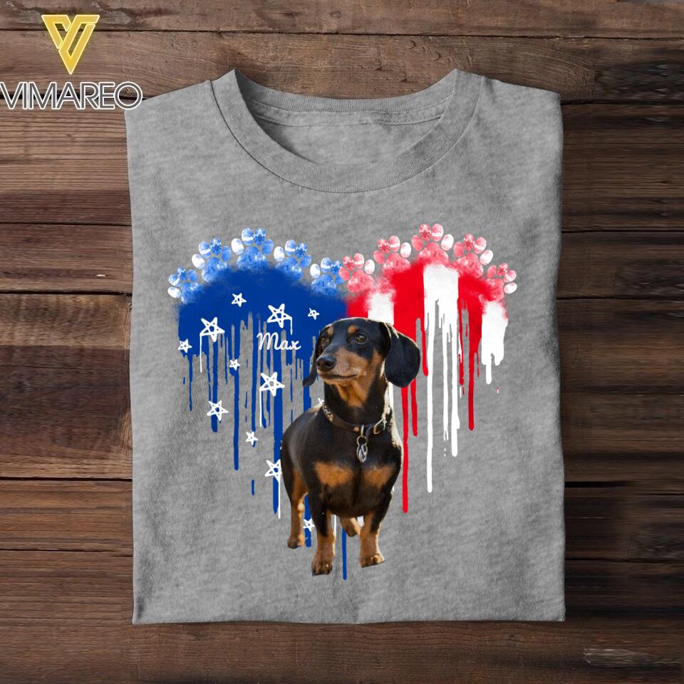 Personalized Dachshund Dog Flag Independence Day Tshirt Printed 22JUL-HY10