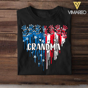 Personalized Grandma Kid Flag Independence Day Tshirt Mother's Day Gifts 22JUL-DT13