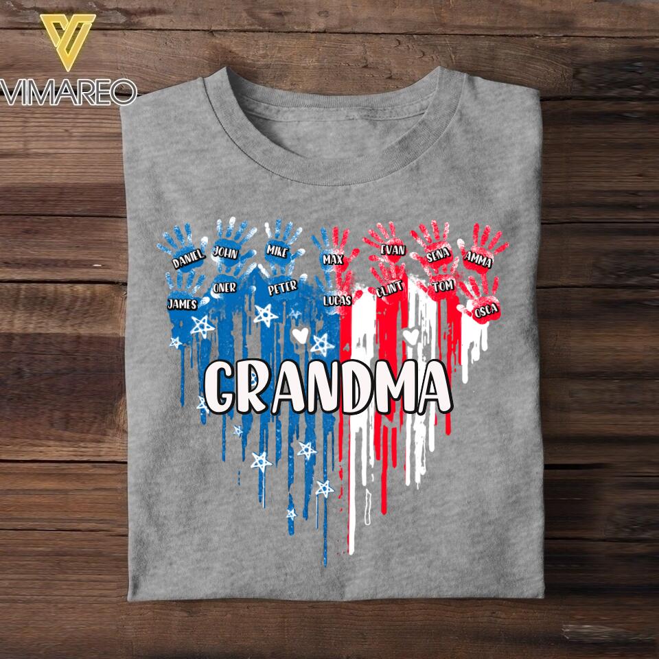 Personalized Grandma Kid Flag Independence Day Tshirt Mother's Day Gifts 22JUL-DT13