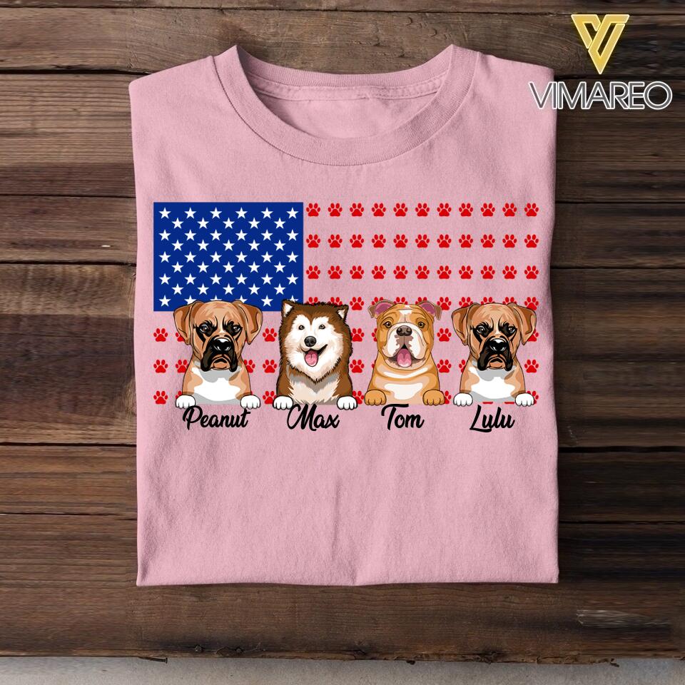 Personalized Happy Independence Day Dog Tshirt Printed NQĐT1406