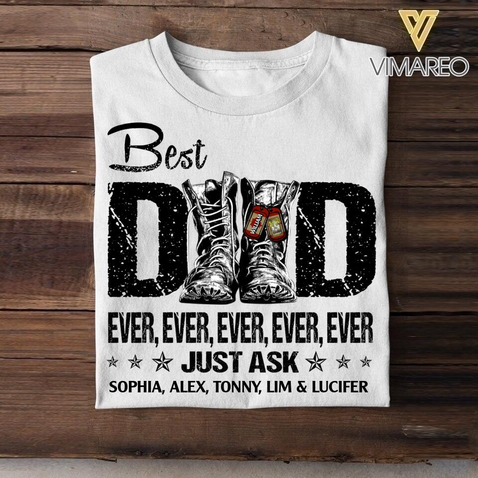 Personalized Best Canadian Dad Ever Just Ask Kids Name Veterans/Soldier Tshit Printed QTDT1506